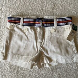 NWT Ralph Lauren White Chino Shorts with Striped Belt Girls Size 5